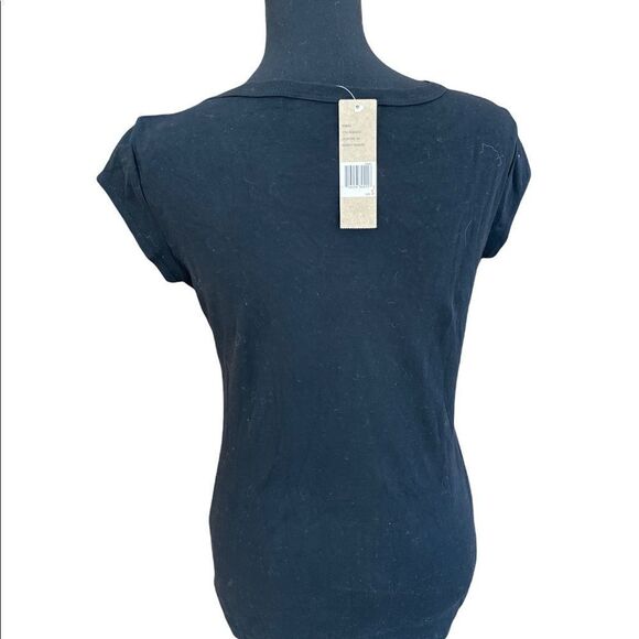 New with tags DKNY black cotton tee logo front done with crystal and grommets, S - Picture 4 of 7